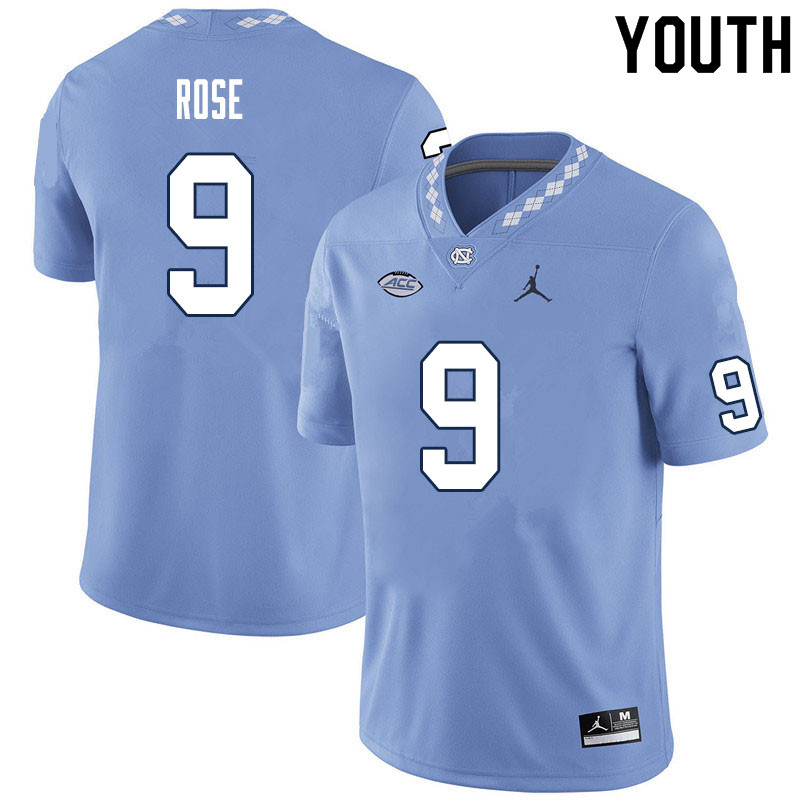 Youth #9 Ray Rose North Carolina Tar Heels College Football Jerseys Sale-Carolina Blue